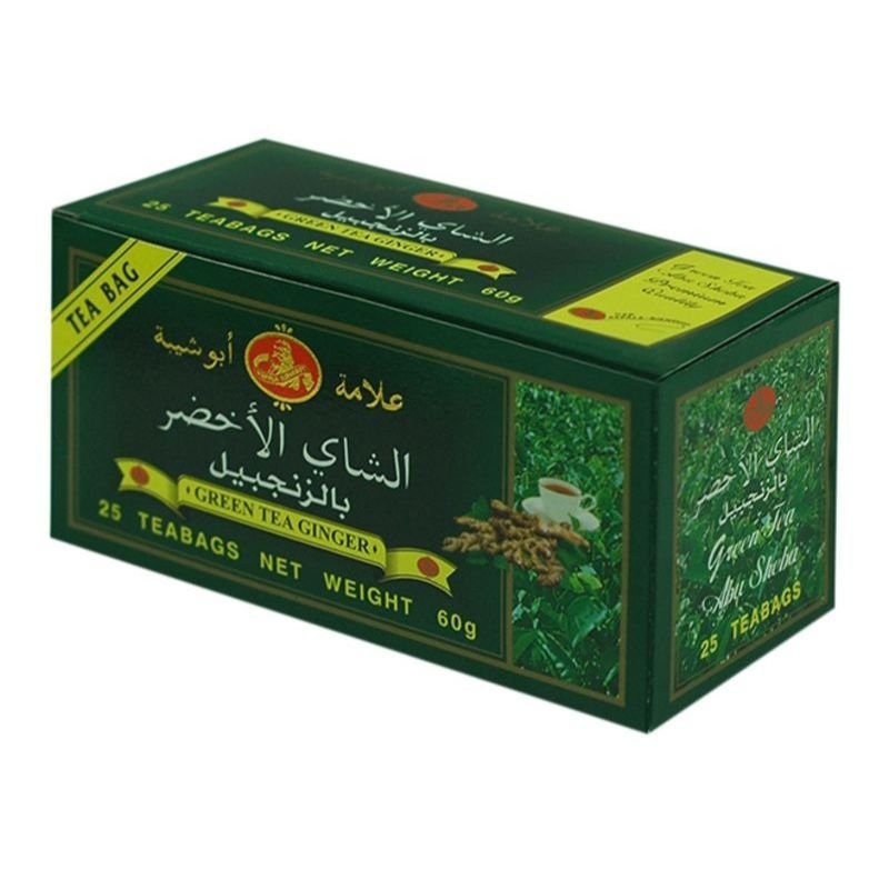 شاي أعشاب من ابو شيبة — ابوشيبه شاى اخضر بالزنجبيل 25كيس