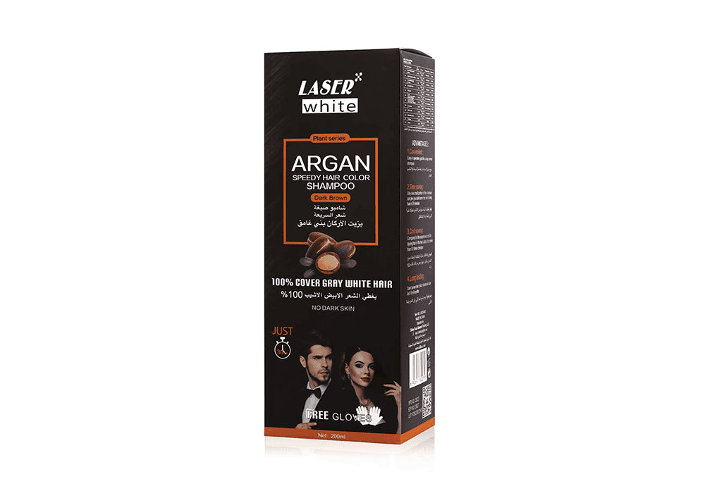 Laser White Argan Hair Dye Shampoo Dark Brown 200ml