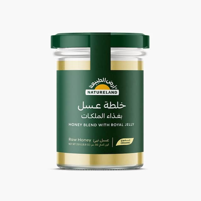 ارض الطبيعه خلطة عسل بغذاء الملكات 250 جم - خلطة عسل