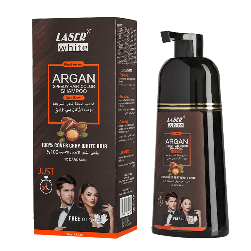 Laser White Shampoo Dye with Argan Dark Brown 420ml