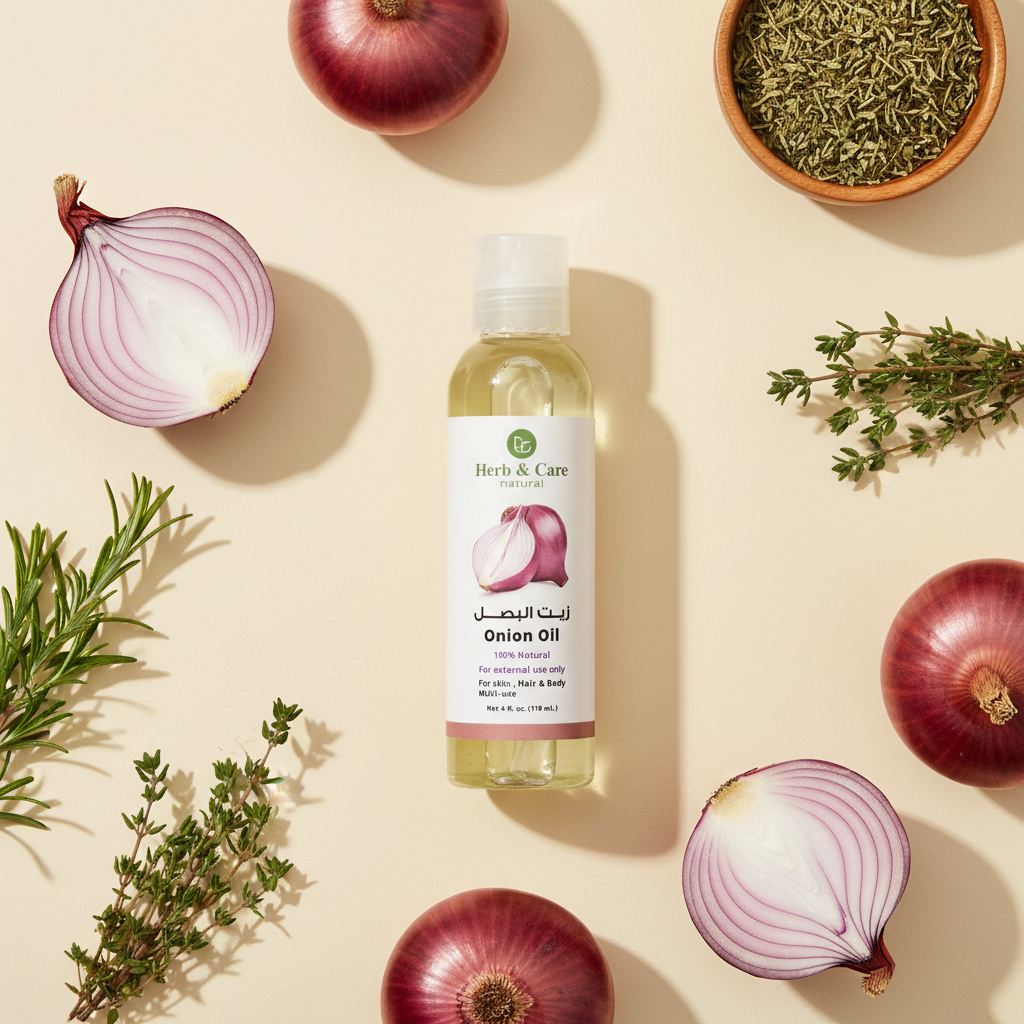 Herb Onion Oil Flat Lay